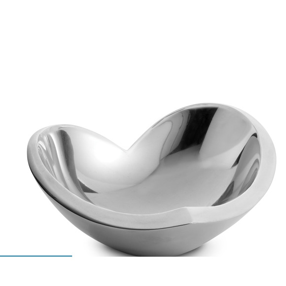 Large Nambe 8.5" Heart Serving Bowl Polished Alloy Metal Silver Sean O'Hara NIB - Picture 1 of 3